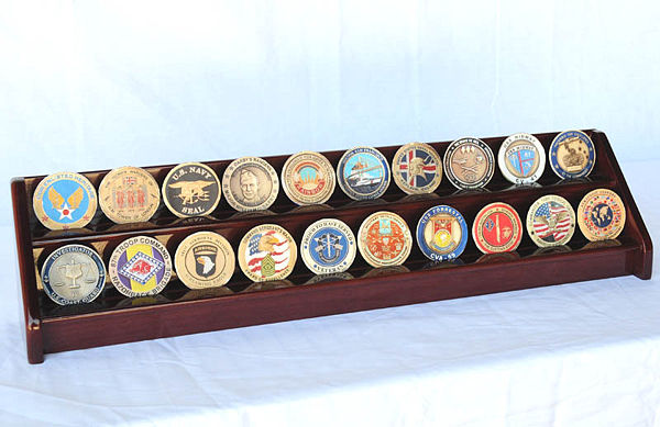 2 Row Coin Display Rack Cherry